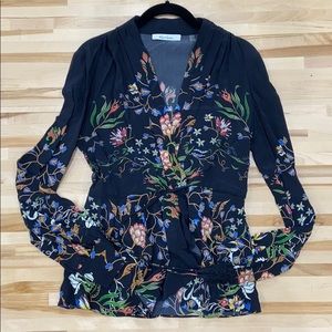Robert Graham Abstract Floral Wrap Blouse